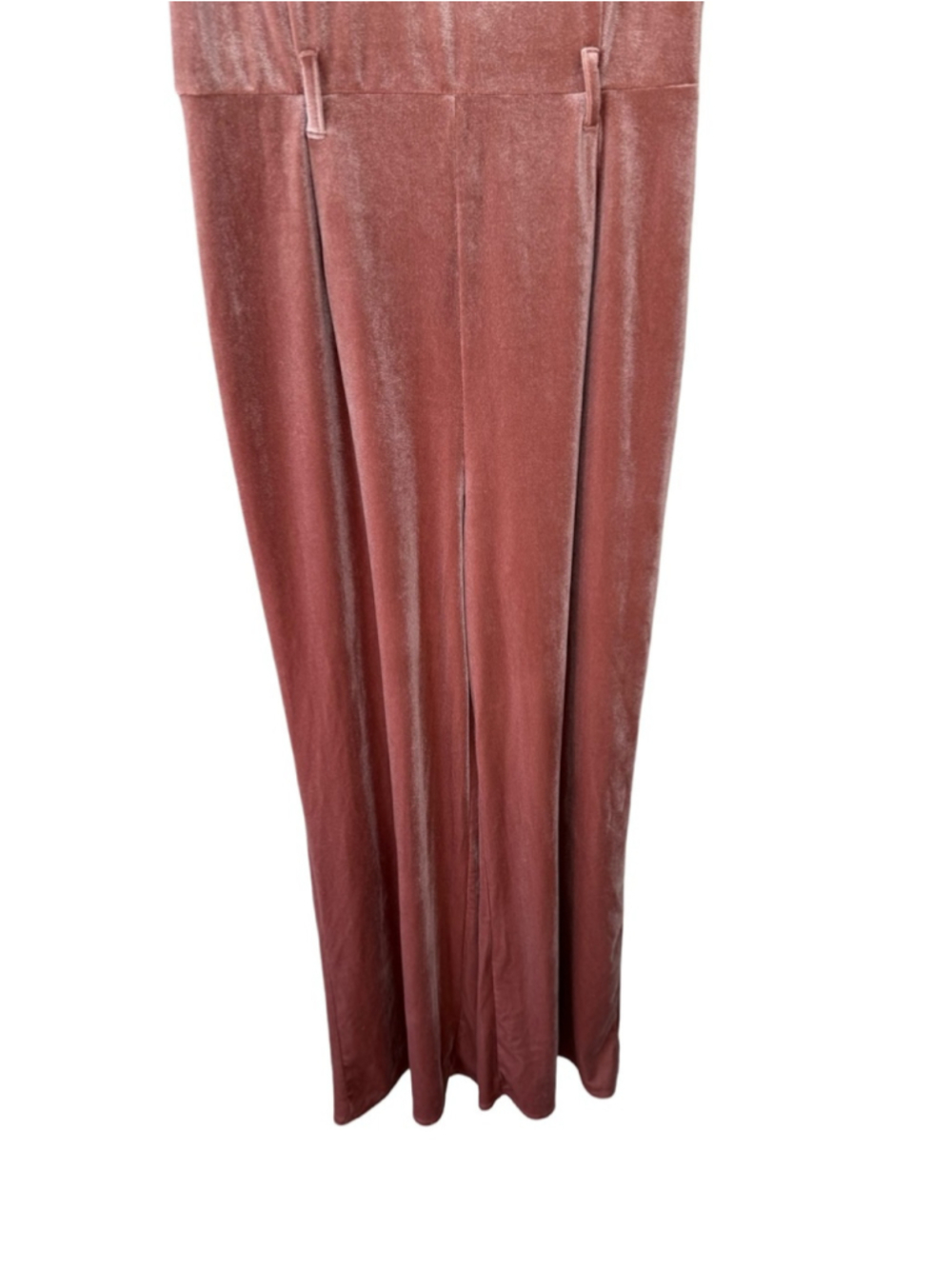 Forever 21 Dusty Rose Velvet V-Neck Wide-Leg Jumpsuit Size L Y2K Wedding - Picture 7 of 12